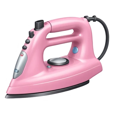 A baby pink hair iron in iOS emoji style, 3D icon, plastic texture, soft reflection, minimalist design. sticker