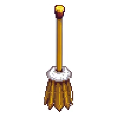 simple broom (vasoura), classic 8-bit style, minimal colors, clear outline sticker
