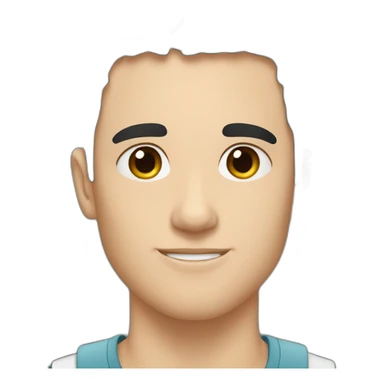 young caucasian man, black hair, shaved sticker