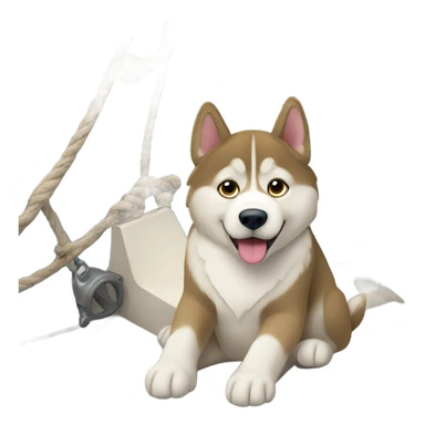 a light dorée  Husky in a sailboat sticker