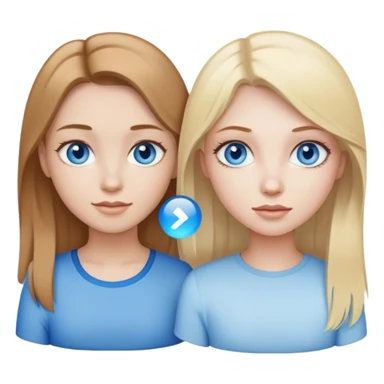 girl with light brown hair, fair skin and blue eyes next to girl with blonde hair, blue eyes and pale skin sticker