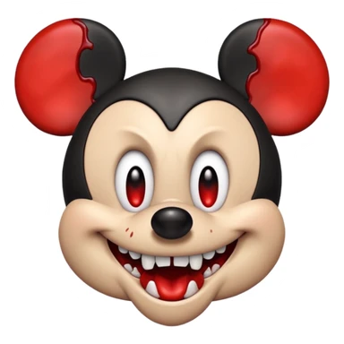 Evil mickey mouse with blood and angry sticker