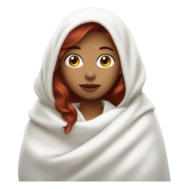 Dark red haired girl with white blanket sticker