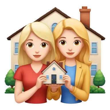 3 white women holding a home title sticker
