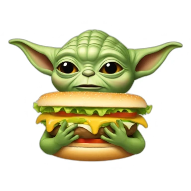 happy yoda eat burger sticker
