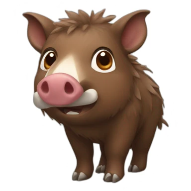 furries brown boar with white tusks sticker