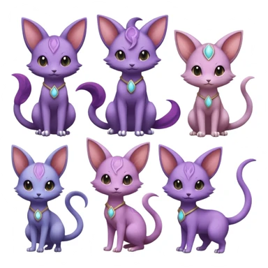 Aurorus-Espeon-Purrloin-Delcatty-Rattata-Pokémon (full body) sticker