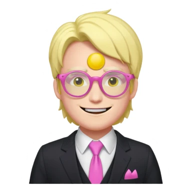 spamton from deltarune with his iconic pink and yellow glasses sticker