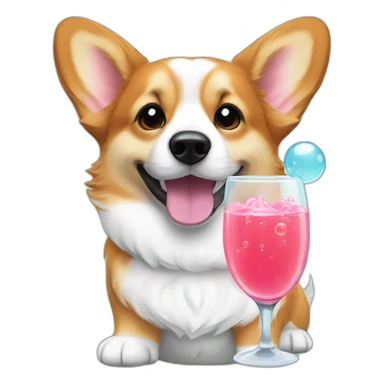 corgi drink bubble tee sticker