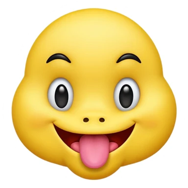 Yellow emoji face with crossed eyes, tongue sticking out to the side and licking lips, goofy silly expression, 3D emoji style, no animal features, no baby face. sticker