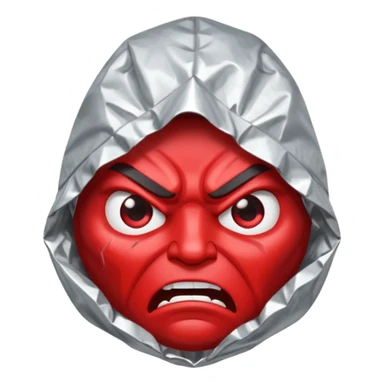 tin foil hat with angry face sticker