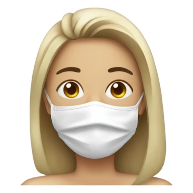 A sick woman have mask  sticker