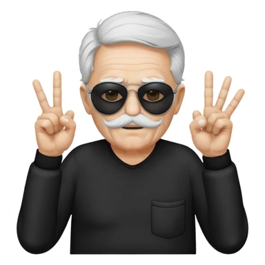 Some white old guy with a mask on and black shades with it also holding up the middle fingers sticker