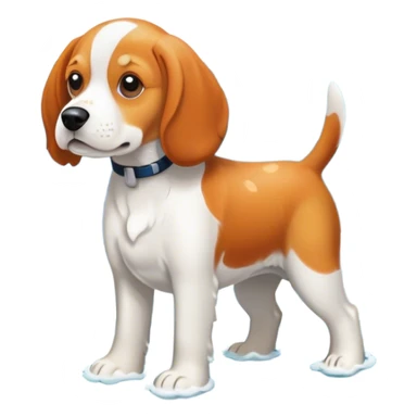 Realistic orange and white beagle in ocean waves  sticker