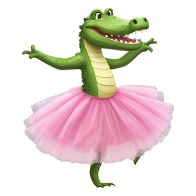a crocodile dancing like a classic dancer in pink tutus sticker