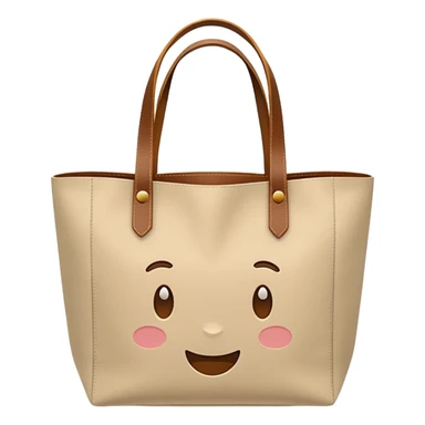generate an ios genmoji of tote bag beige, plain sticker