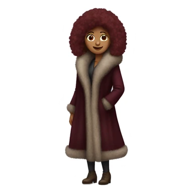 Burgundy haired Woman wearing big full length fur coat sticker