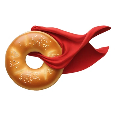bagel with a red cape flying to the right sticker
