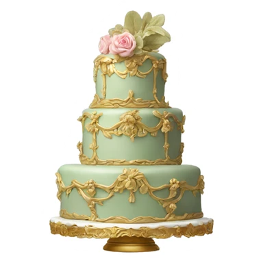 highly detailed sage and gold rococo cake sticker