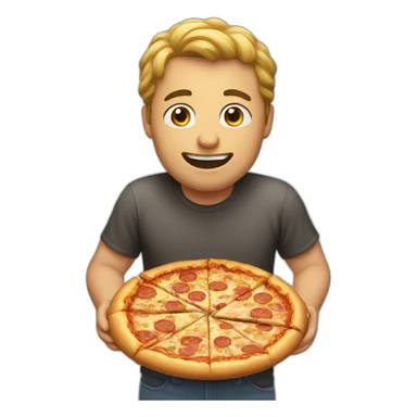 men eat pizza sticker