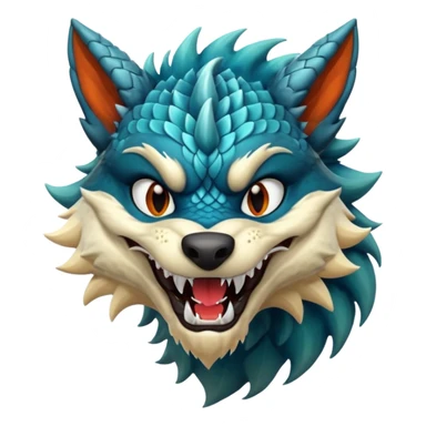 Create an emoji of a dragon wolf hybrid with a condescending laugh  sticker