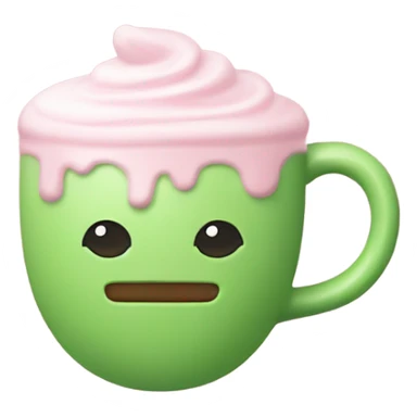 cute matcha latte in a light pink mug  sticker