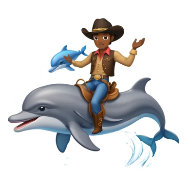 Black cowboy riding two dolphins sticker