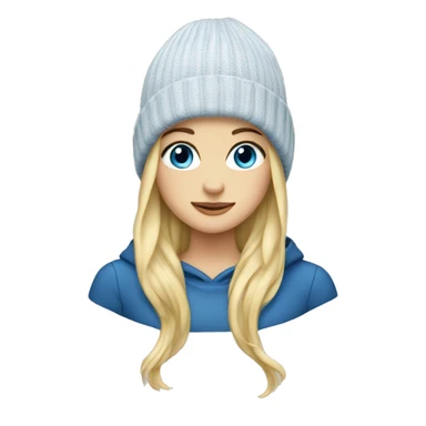 Blonde girl with blue eyes wearing a beanie sticker