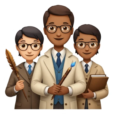 A giant quill and three professors sticker