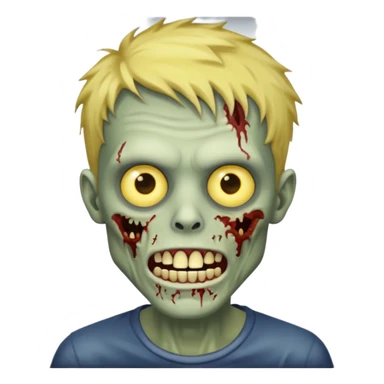 faça um homem zumbi, de cabelo baixo mostrando o dente sticker