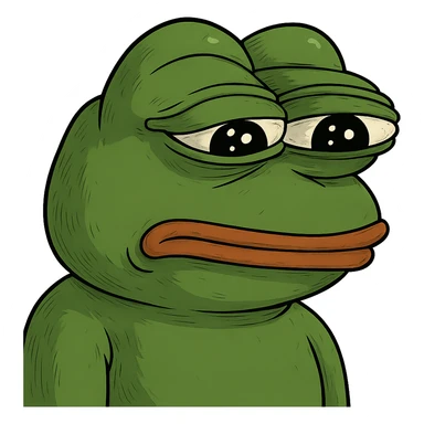 pepe the frog with a disappointed expression sticker