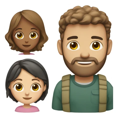 husband with wife (husband is taller, light brown short hair, light brown short full beard, green eyes and olive skin color)(wife has medium length dark brown hair and hazel green eyes with pale skin color) sticker