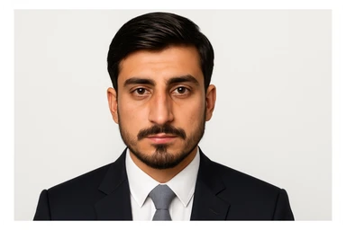 Create an ID photo with the person's original face exactly as in the reference image, no changes to facial features or expression. Add a business suit, plain white background, soft even lighting, head and shoulders only, centered composition, no accessories. Use a 16:9 aspect ratio. Maintain a realistic and professional style suitable for an ID photo. sticker