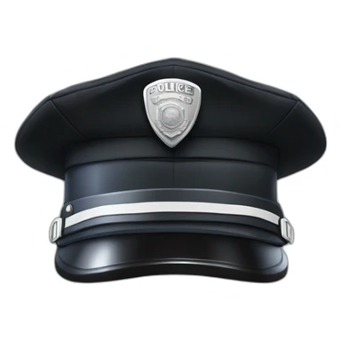 realistic black police hat with white alas-poor-Yorick logo sticker