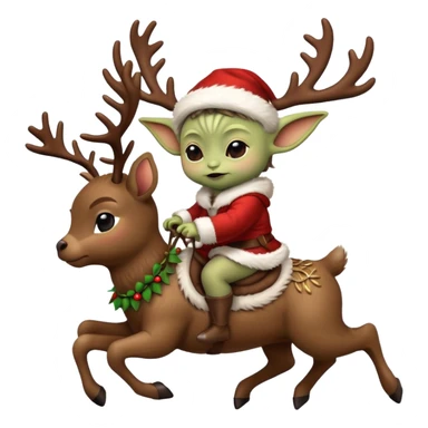 baby yoda rriding eindeer christmas sticker