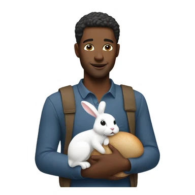 white man holding a bunny sticker