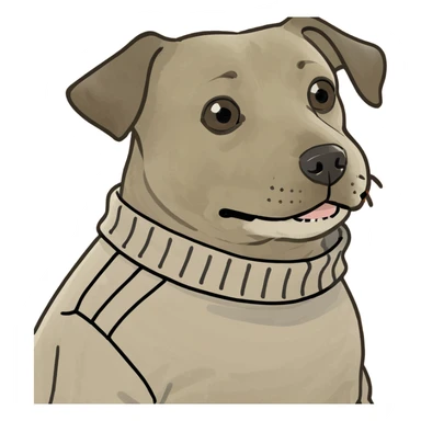 Dog wearing a sweater sticker