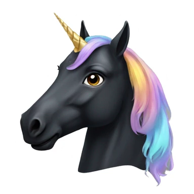 black horse with unicorn horn sticker