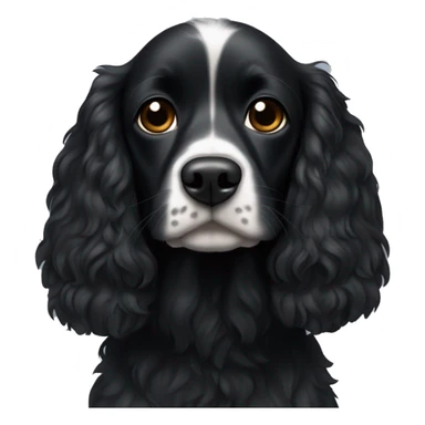 Small completely black spaniel with black fur on his whole face and white fur only on his chest sticker