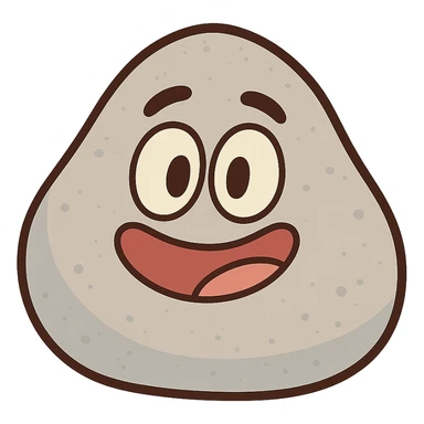 cartoon stone, rounded shape, smiling, vibrant colors sticker