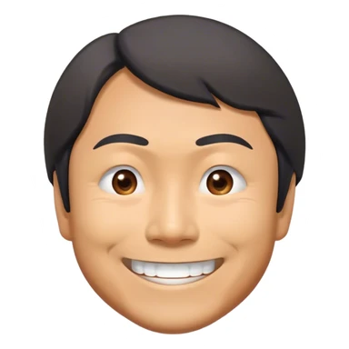 ​Cinematic Realistic Portrait of a Smiling Shigeru Miyamoto, depicted with warm, approachable features, showing a giant smile with expressive eyes, set against a subtle backdrop, inviting lighting that captures his innovative spirit sticker