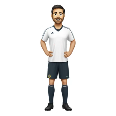 man, soccer trainer, dark hair, white shirt, nutrition specialist, portrait sticker