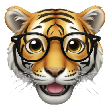 tiger smiling with black glasses sticker