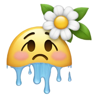 Crying emoji but instead of tears flowers pouring down  sticker