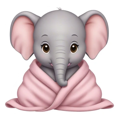 Cozy baby elephant in light pink blanket  sticker