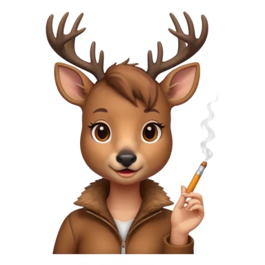 Cute female deer with cigarette sticker