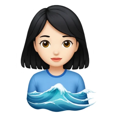wave black hair girl 2 sticker
