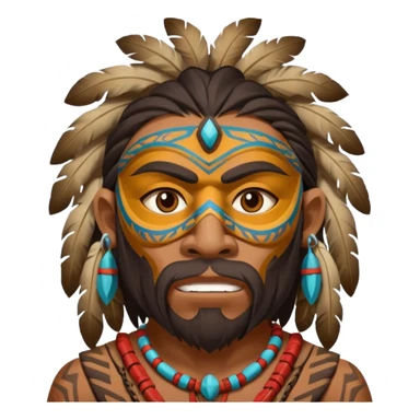 cave man with ritual mask sticker