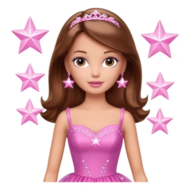 Barbie with brown hair and starlight pink dress  sticker