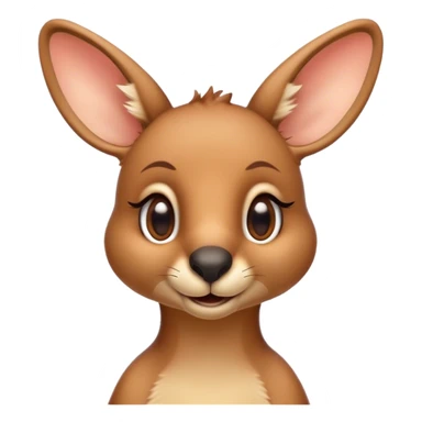 Cinematic Realistic Cute Kangaroo Portrait Emoji, Head tilted playfully and inquisitively, featuring a compact, agile build with soft, warm tawny fur and a characteristically endearing face with bright, curious eyes and perky ears, rendered with lifelike detail and natural highlights, high shine, affectionate and spirited, styled with a touch of outback whimsy, soft glowing outline, capturing the essence of a mischievous yet lovable kangaroo that seems poised to hop playfully into your arms! sticker